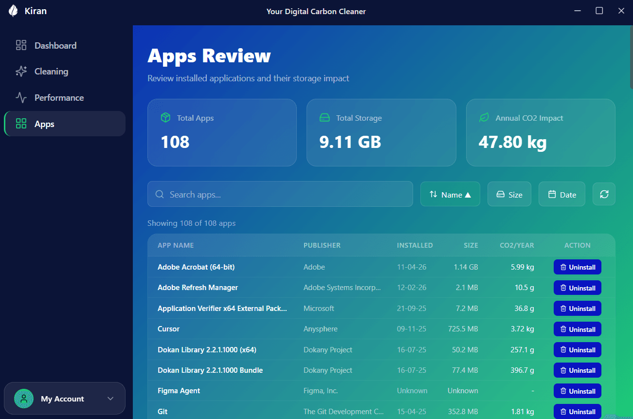 Kiran apps - installed applications