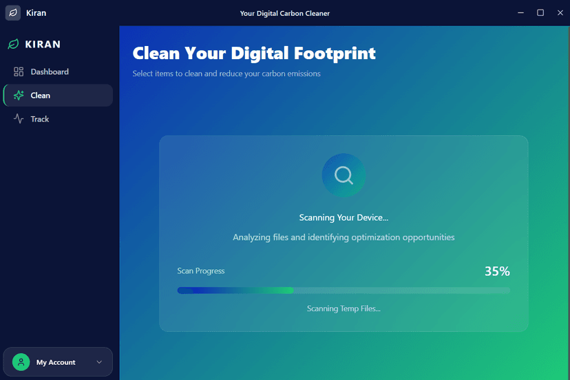 Smart Carbon Cleaning interface