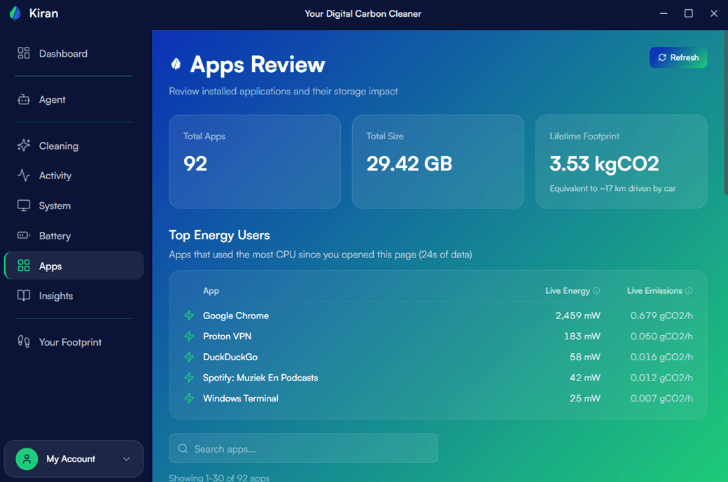 Kiran Apps screen 1